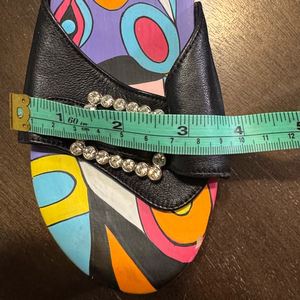 Boho Mystique Boutique Black Sandals with Vibrant Multicolor Pattern - Picture 7 of 10